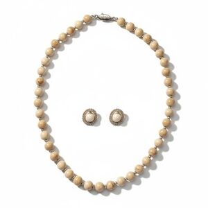 Vintage Set of 14K Gold Plated Mona Freshwater Pearl Necklace & Earring Set!